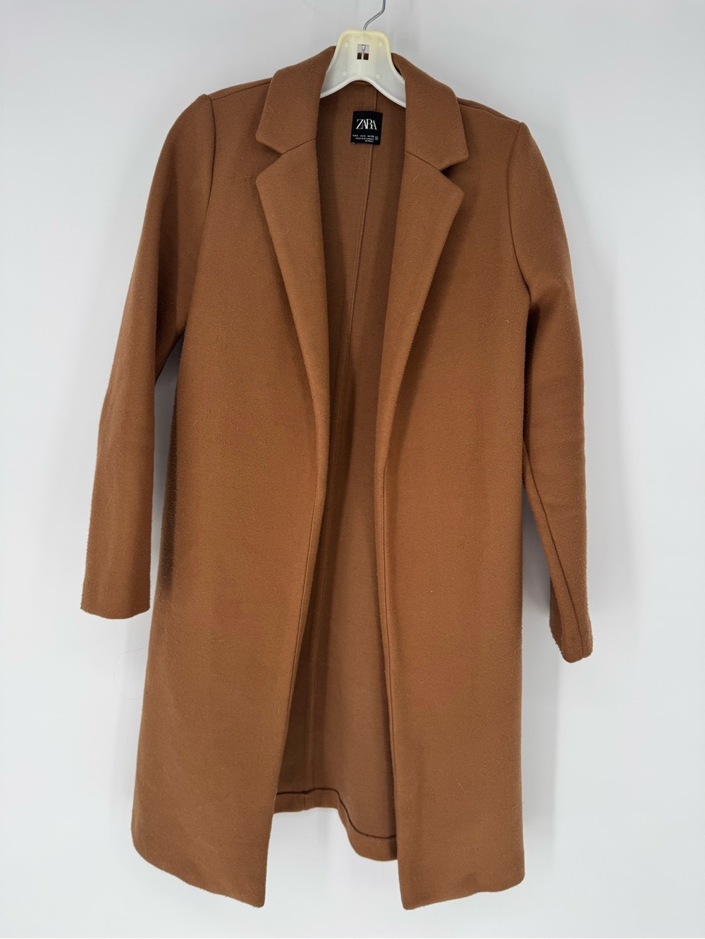 Zara minimalist, casual Caramel Open-Front Long Trench Coat